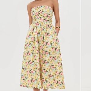 EN SAISON STRAPLESS FLORAL MIDI DRESS- small NWT